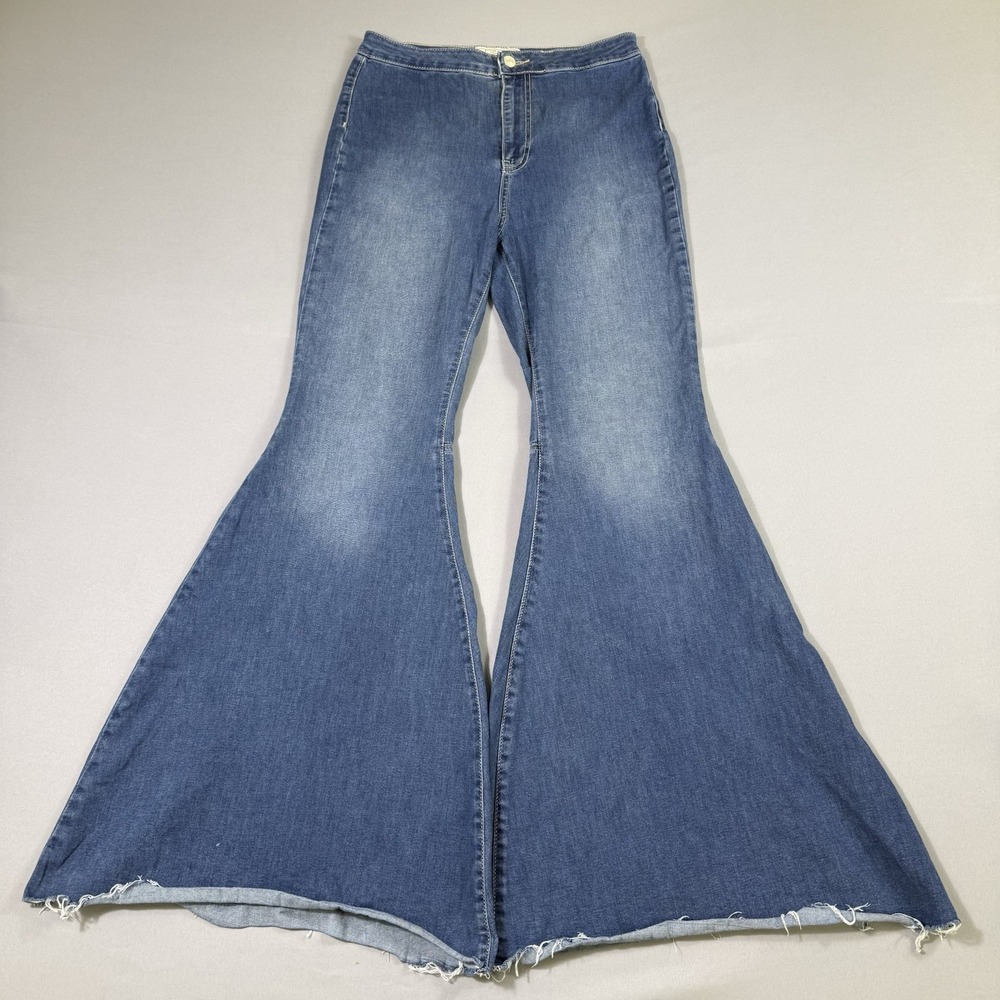 Free People Jeans Womens 29x32 Just Float On Flare Retro Bell Bottoms Raw Hem